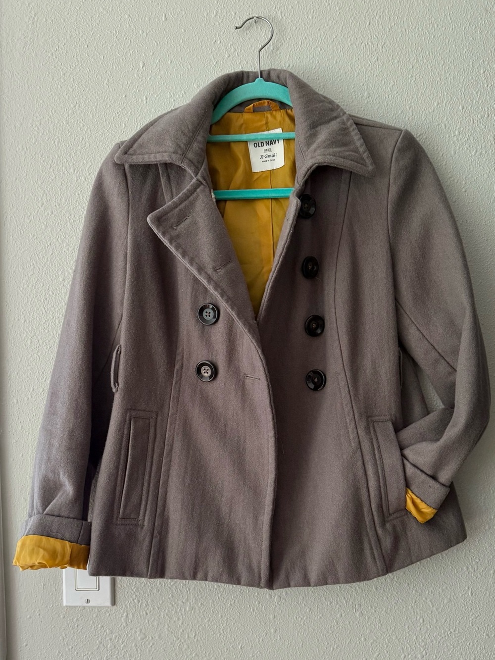 Old Navy Women’s Wool Blend Peacoat Gray Taupe Double Breasted size XS